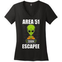 Storm Area 51 Alien Escapee From Area 51 Alien Mugshot Women's V-Neck T-Shirt