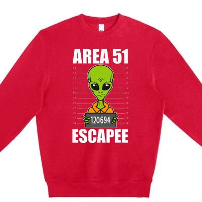 Storm Area 51 Alien Escapee From Area 51 Alien Mugshot Premium Crewneck Sweatshirt