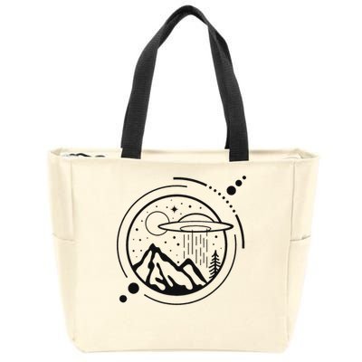 Simple Area 51 Minimal Ufo Tattoo Line Art Ufo Zip Tote Bag