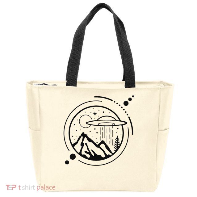 Simple Area 51 Minimal Ufo Tattoo Line Art Ufo Zip Tote Bag