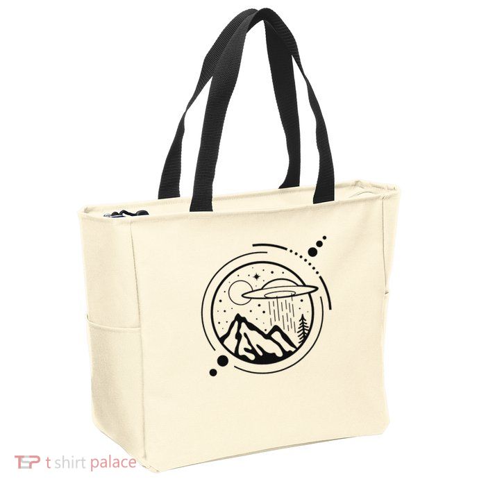Simple Area 51 Minimal Ufo Tattoo Line Art Ufo Zip Tote Bag