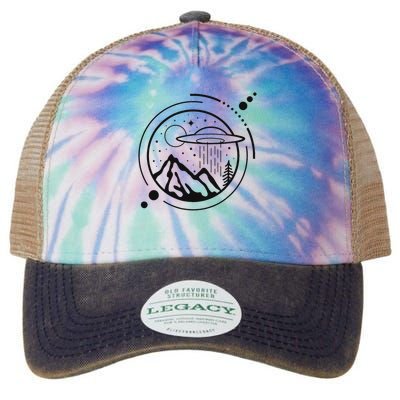 Simple Area 51 Minimal Ufo Tattoo Line Art Ufo Legacy Tie Dye Trucker Hat