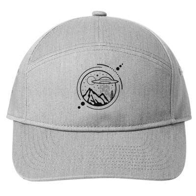 Simple Area 51 Minimal Ufo Tattoo Line Art Ufo 7-Panel Snapback Hat