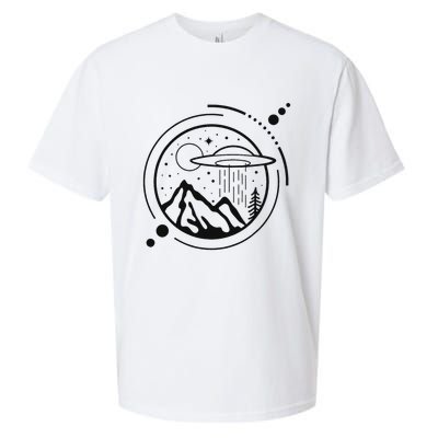 Simple Area 51 Minimal Ufo Tattoo Line Art Ufo Sueded Cloud Jersey T-Shirt