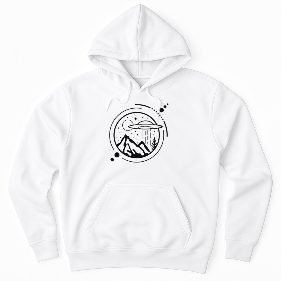 Simple Area 51 Minimal Ufo Tattoo Line Art Ufo Hoodie