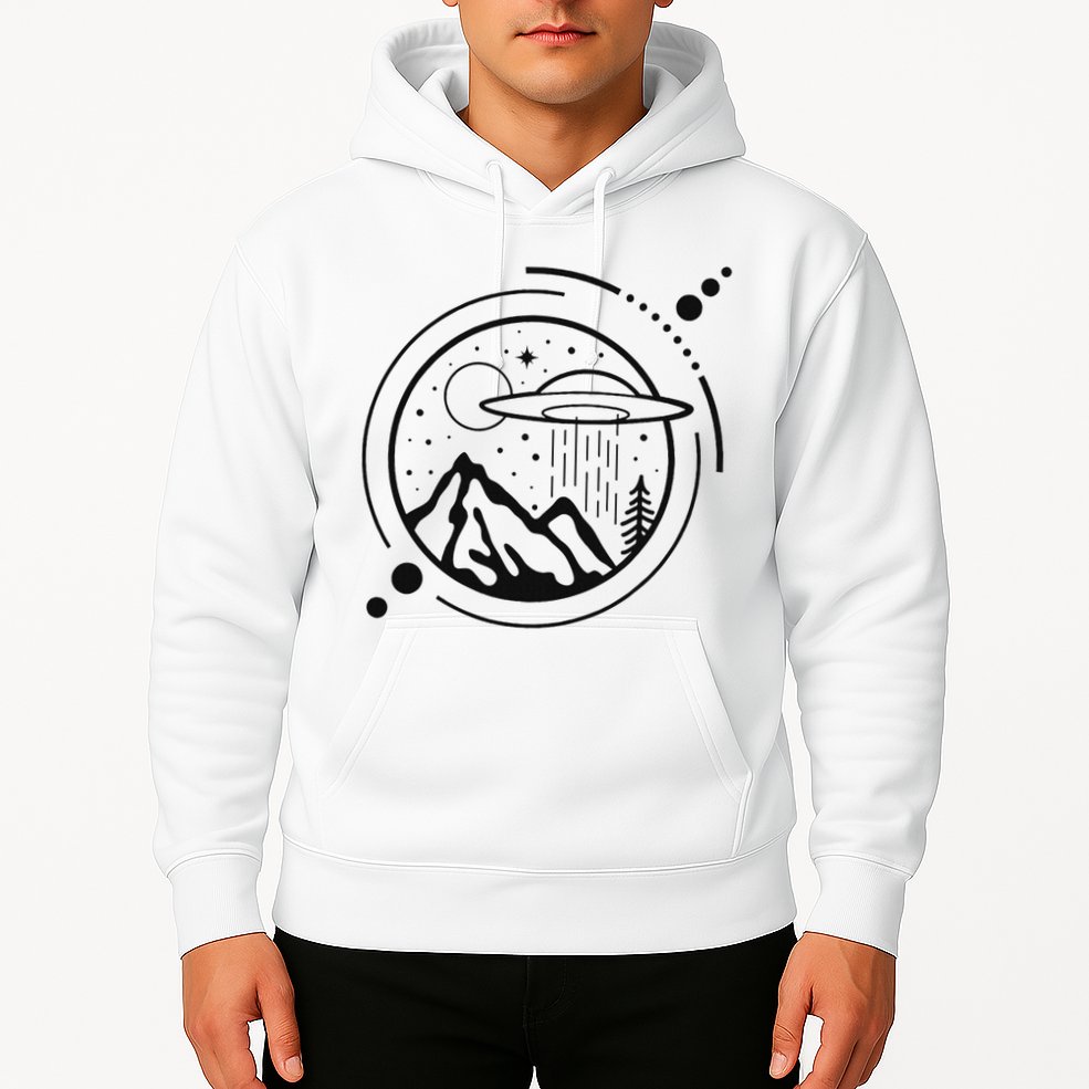Simple Area 51 Minimal Ufo Tattoo Line Art Ufo Hoodie