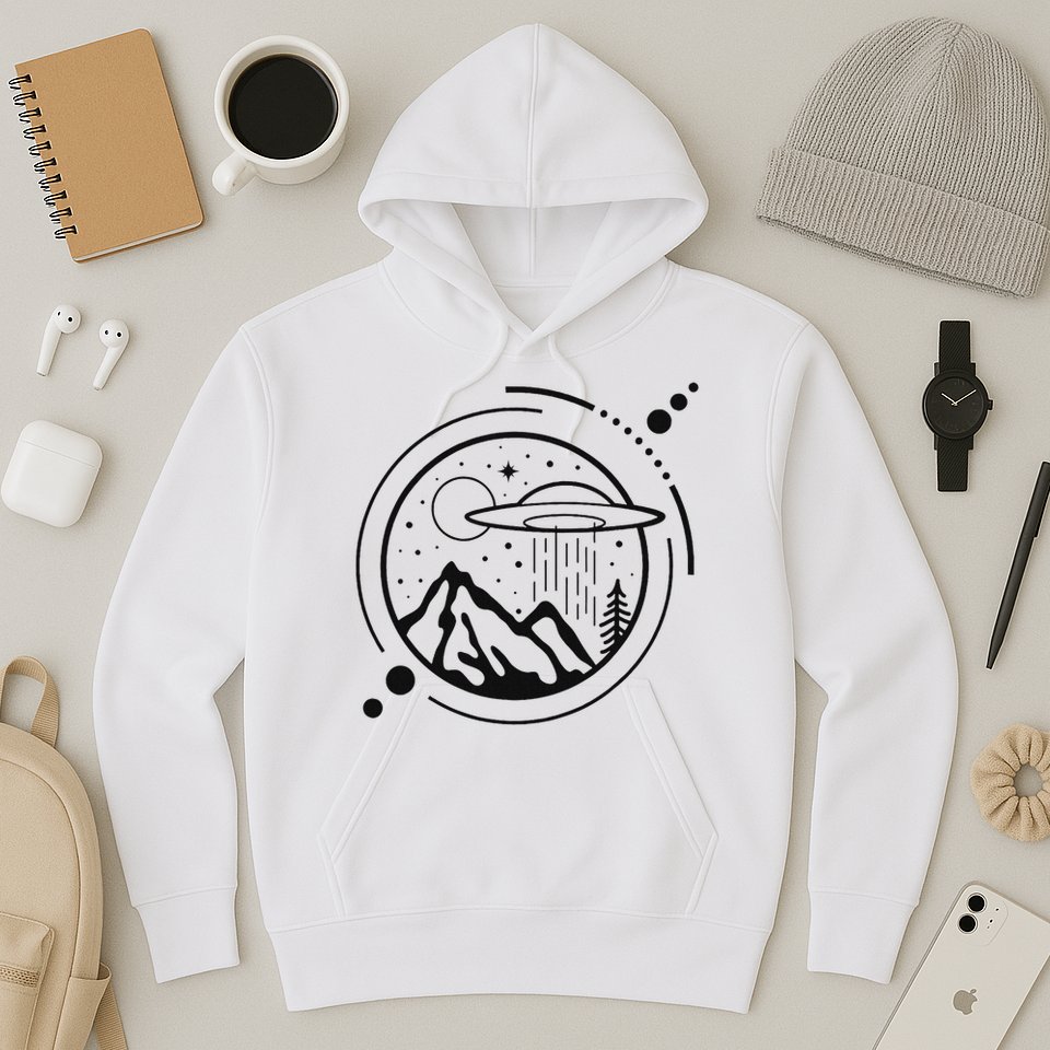 Simple Area 51 Minimal Ufo Tattoo Line Art Ufo Hoodie