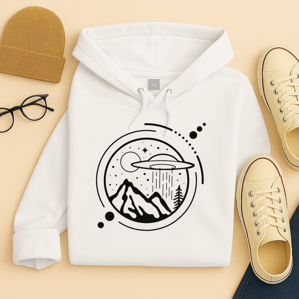 Simple Area 51 Minimal Ufo Tattoo Line Art Ufo Hoodie