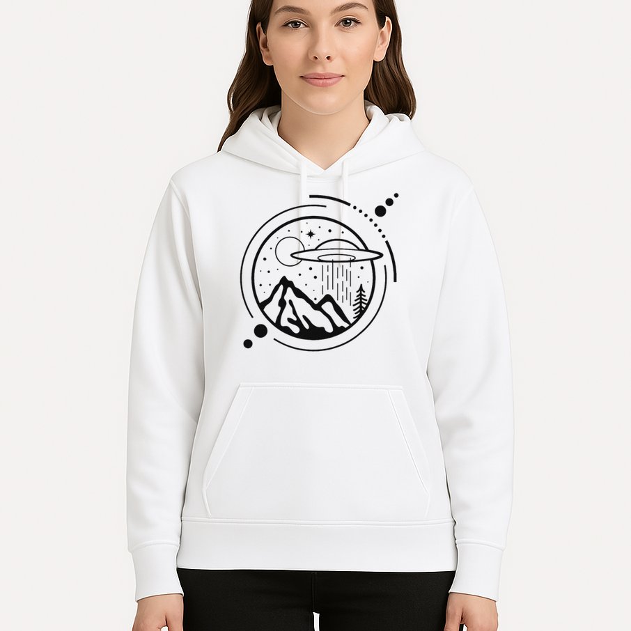 Simple Area 51 Minimal Ufo Tattoo Line Art Ufo Hoodie