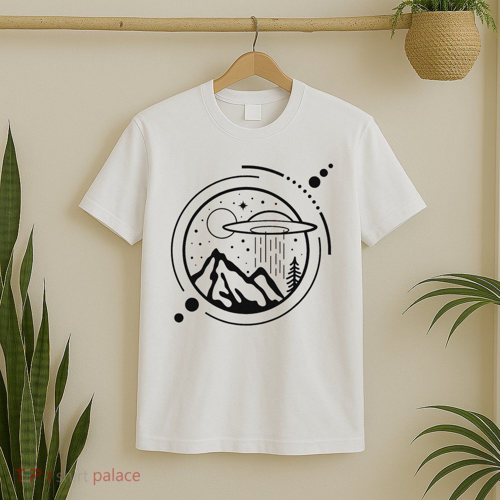 Simple Area 51 Minimal Ufo Tattoo Line Art Ufo T-Shirt
