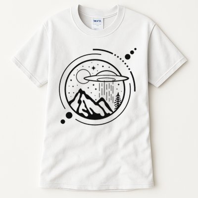 Simple Area 51 Minimal Ufo Tattoo Line Art Ufo Tall T-Shirt