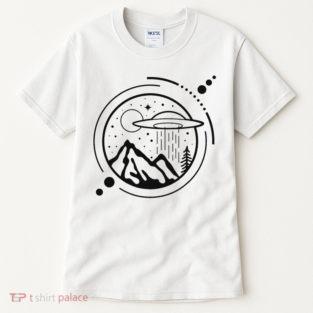 Simple Area 51 Minimal Ufo Tattoo Line Art Ufo Tall T-Shirt