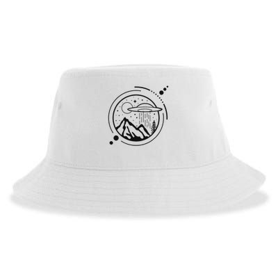 Simple Area 51 Minimal Ufo Tattoo Line Art Ufo Sustainable Bucket Hat
