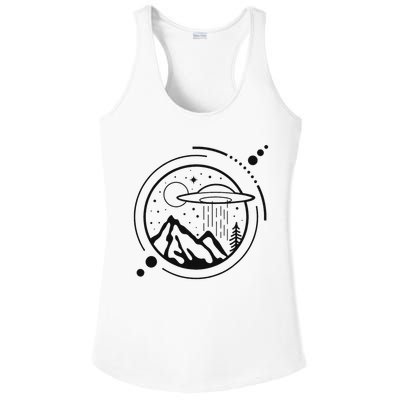 Simple Area 51 Minimal Ufo Tattoo Line Art Ufo Ladies PosiCharge Competitor Racerback Tank