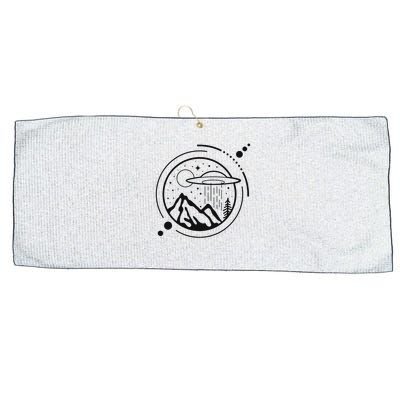 Simple Area 51 Minimal Ufo Tattoo Line Art Ufo Large Microfiber Waffle Golf Towel