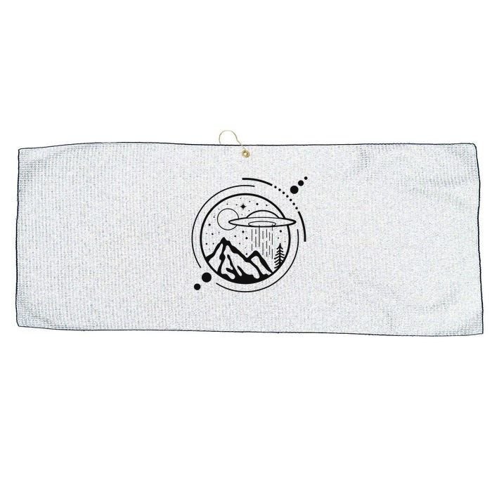 Simple Area 51 Minimal Ufo Tattoo Line Art Ufo Large Microfiber Waffle Golf Towel