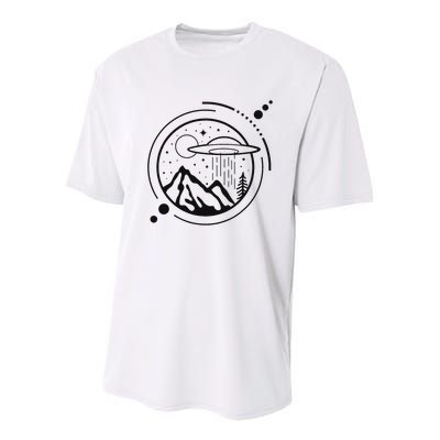 Simple Area 51 Minimal Ufo Tattoo Line Art Ufo Youth Performance Sprint T-Shirt
