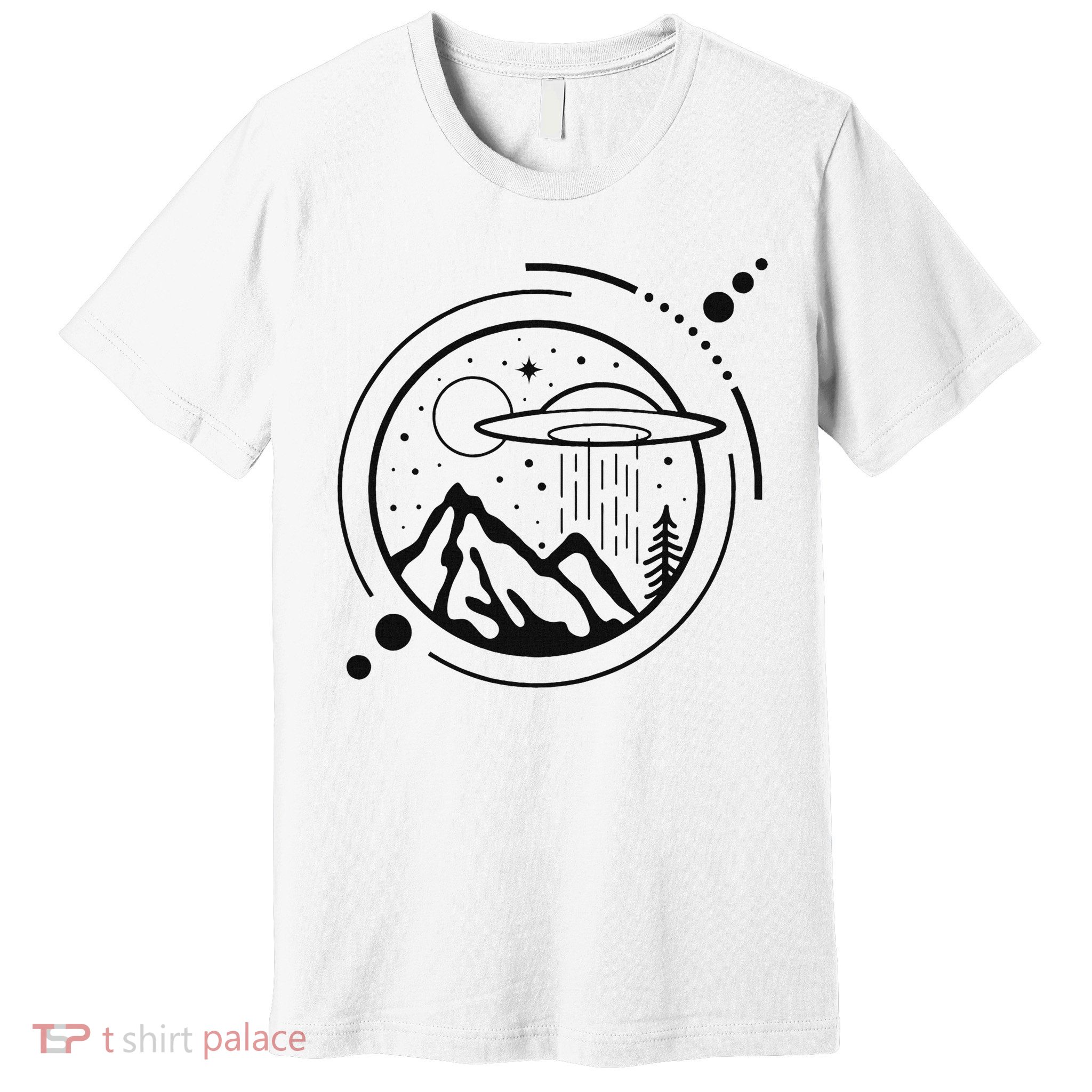Simple Area 51 Minimal Ufo Tattoo Line Art Ufo Premium T-Shirt