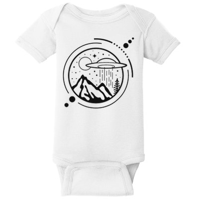 Simple Area 51 Minimal Ufo Tattoo Line Art Ufo Baby Bodysuit