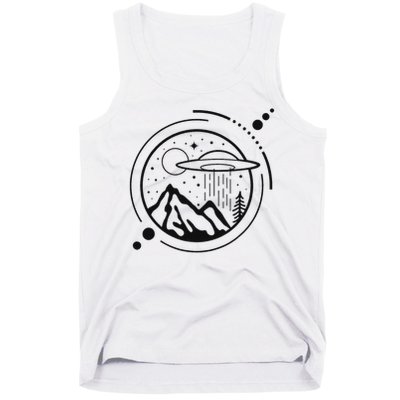 Simple Area 51 Minimal Ufo Tattoo Line Art Ufo Tank Top