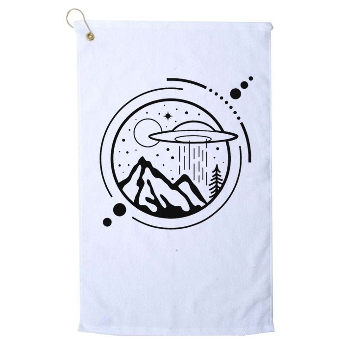 Simple Area 51 Minimal Ufo Tattoo Line Art Ufo Golf Towel