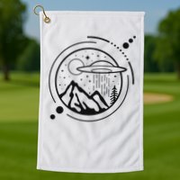Simple Area 51 Minimal Ufo Tattoo Line Art Ufo Golf Towel