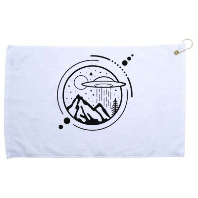 Simple Area 51 Minimal Ufo Tattoo Line Art Ufo Grommeted Golf Towel