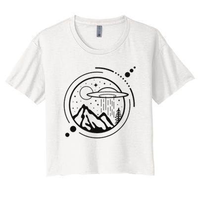 Simple Area 51 Minimal Ufo Tattoo Line Art Ufo Crop Top