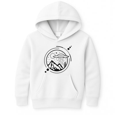 Simple Area 51 Minimal Ufo Tattoo Line Art Ufo Kids Hoodie