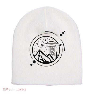 Simple Area 51 Minimal Ufo Tattoo Line Art Ufo Short Acrylic Beanie
