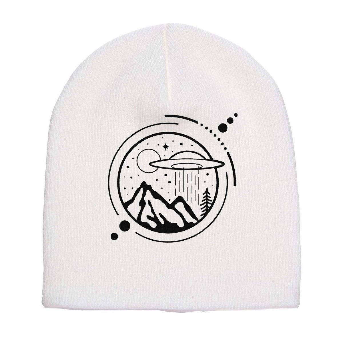 Simple Area 51 Minimal Ufo Tattoo Line Art Ufo Short Acrylic Beanie