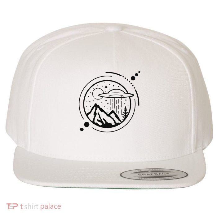 Simple Area 51 Minimal Ufo Tattoo Line Art Ufo Wool Snapback Cap