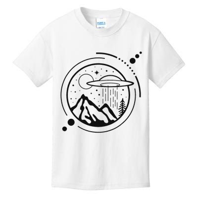 Simple Area 51 Minimal Ufo Tattoo Line Art Ufo Kids T-Shirt