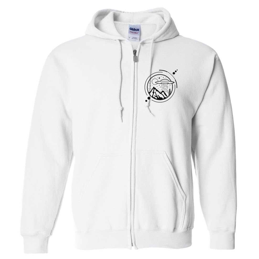Simple Area 51 Minimal Ufo Tattoo Line Art Ufo Full Zip Hoodie