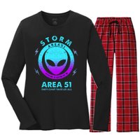 Storm Area 51 They Can''t Take Us All Funny Gradient Color Women's Long Sleeve Flannel Pajama Set 