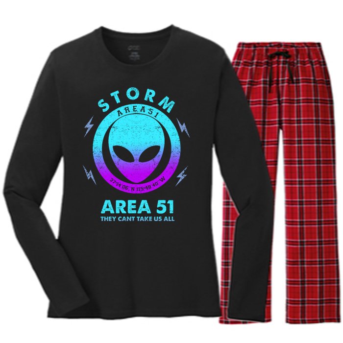 Storm Area 51 They Can''t Take Us All Funny Gradient Color Women's Long Sleeve Flannel Pajama Set 