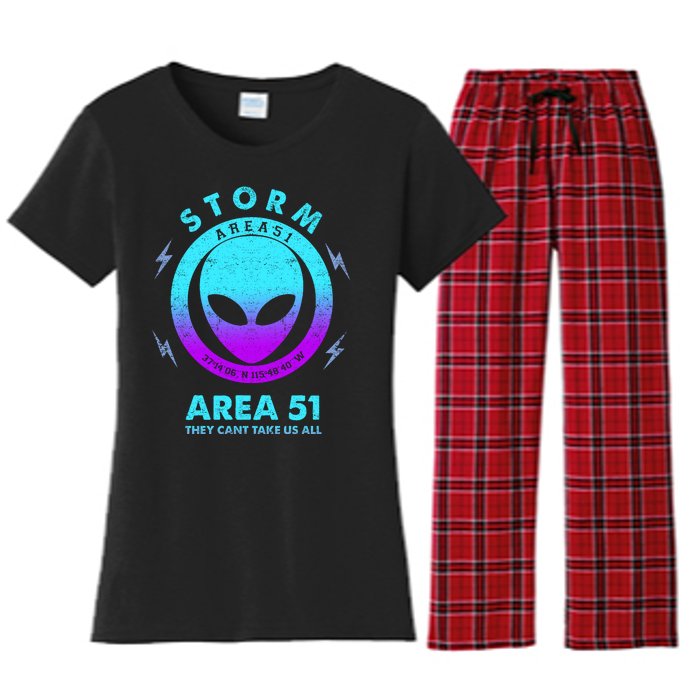 Storm Area 51 They Can''t Take Us All Funny Gradient Color Women's Flannel Pajama Set