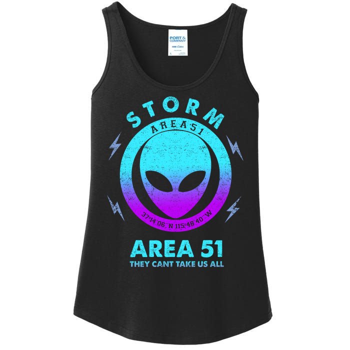 Storm Area 51 They Can''t Take Us All Funny Gradient Color Ladies Essential Tank