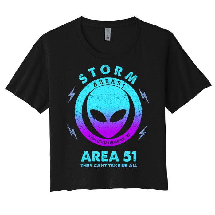 Storm Area 51 They Can''t Take Us All Funny Gradient Color Women's Crop Top Tee