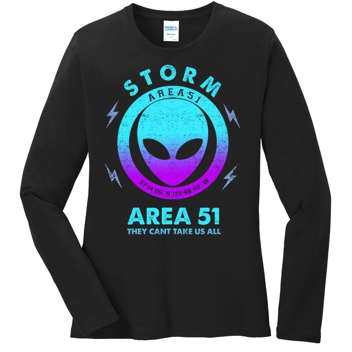 Storm Area 51 They Can''t Take Us All Funny Gradient Color Ladies Long Sleeve Shirt