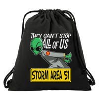 Storm Area 51 They CanT Stop All Of Us Running Alien Drawstring Bag