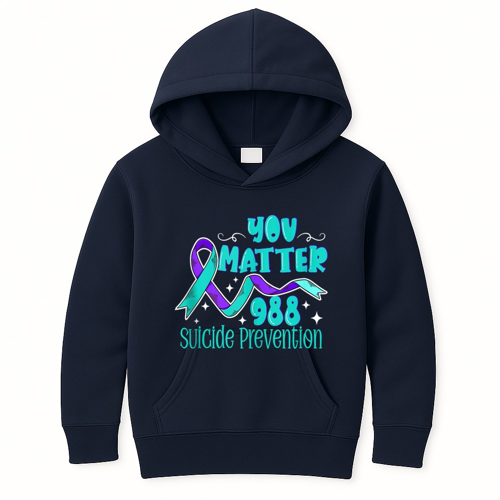 Suicide Awareness 988 Suicide Prevention 988 Kids Hoodie