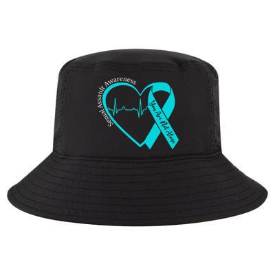 Sexual Assault Awareness Month Heart Teal Ribbon Support Cool Comfort Performance Bucket Hat