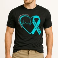 Sexual Assault Awareness Month Heart Teal Ribbon Support Cooling Performance Crew T-Shirt