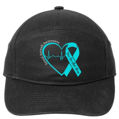 Sexual Assault Awareness Month Heart Teal Ribbon Support 7-Panel Snapback Hat