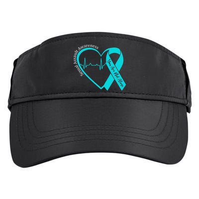 Sexual Assault Awareness Month Heart Teal Ribbon Support Adult Drive Performance Visor