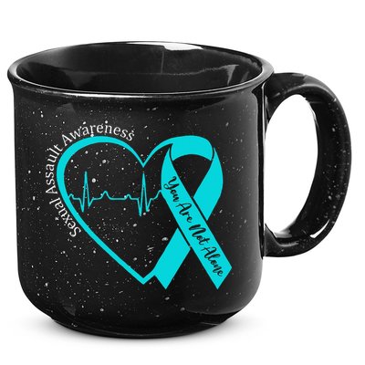 Sexual Assault Awareness Month Heart Teal Ribbon Support 15oz Campfire Ceramic Mug