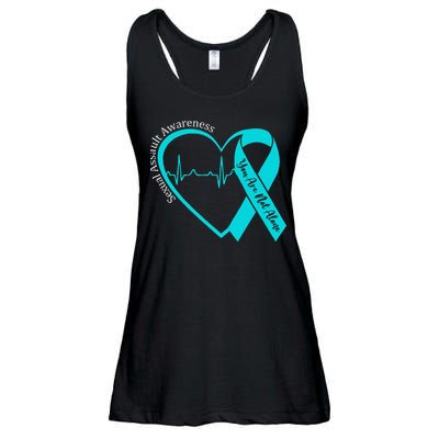 Sexual Assault Awareness Month Heart Teal Ribbon Support Ladies Essential Flowy Tank