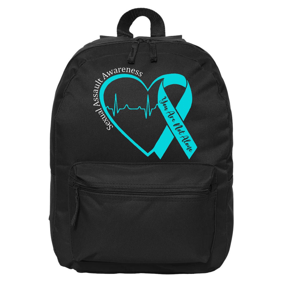 Sexual Assault Awareness Month Heart Teal Ribbon Support 16 in Basic Backpack