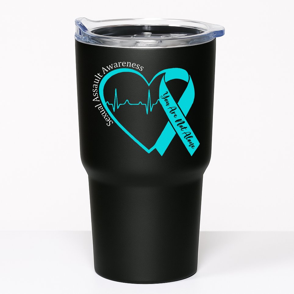 Sexual Assault Awareness Month Heart Teal Ribbon Support Tumbler